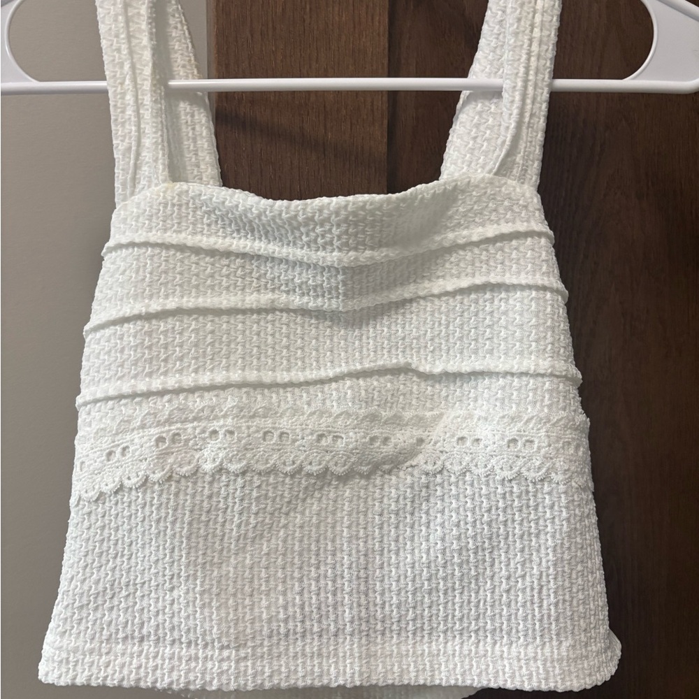 White Textured Tank Top